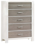 White Brushed Oak with Owl Brushed Oak | Rustico Moderno 5 Drawer Dresser | Valley Ridge Furniture