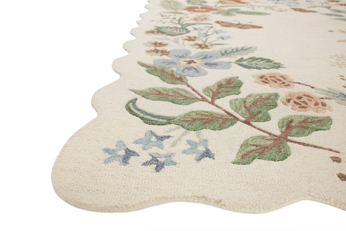 Rifle Paper Co. x Loloi Silhouette Rug 02 in Cream, angled view