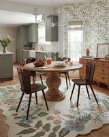 Rifle Paper Co. x Loloi Silhouette Rug 02 in Cream, room setting, under a round dining table