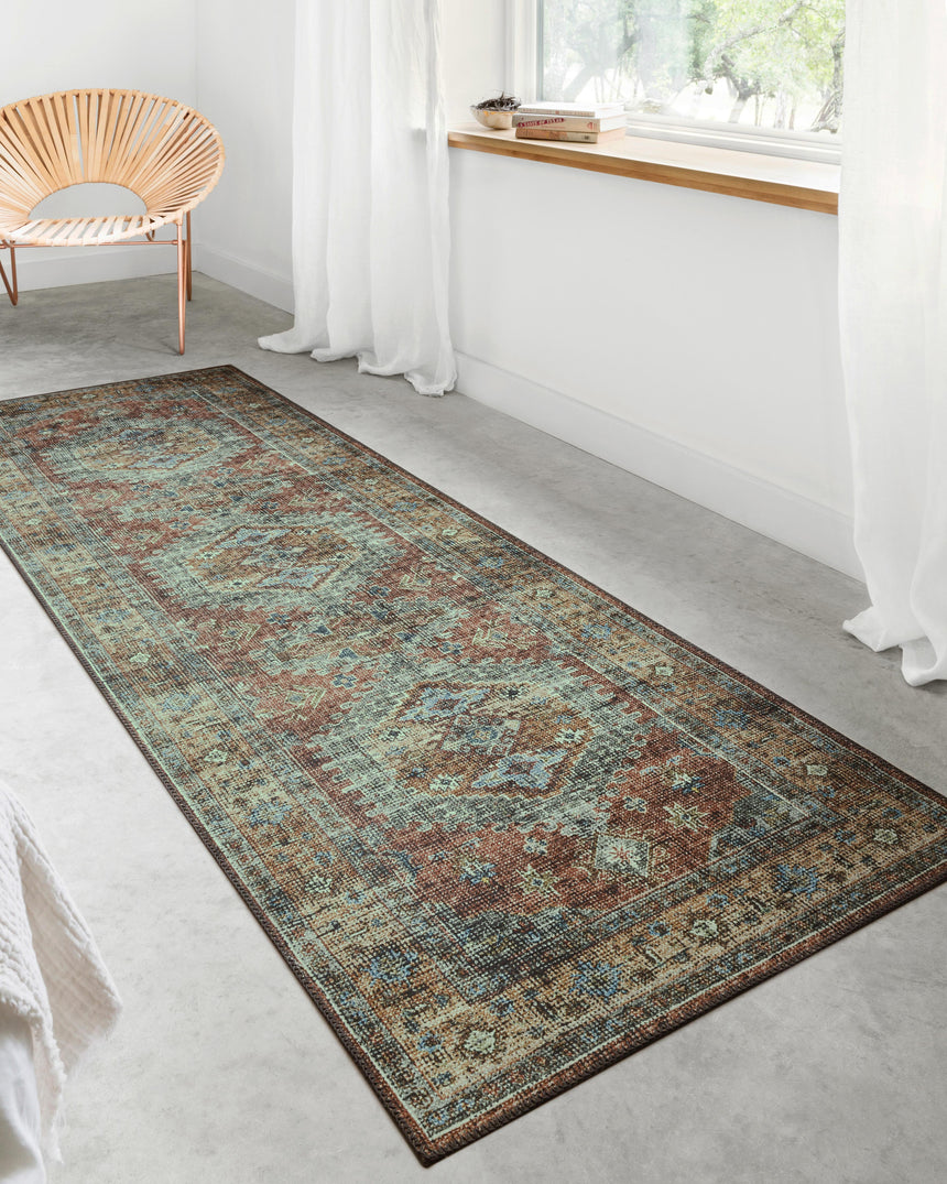 Skye Rug 07 | Terracotta / Sky