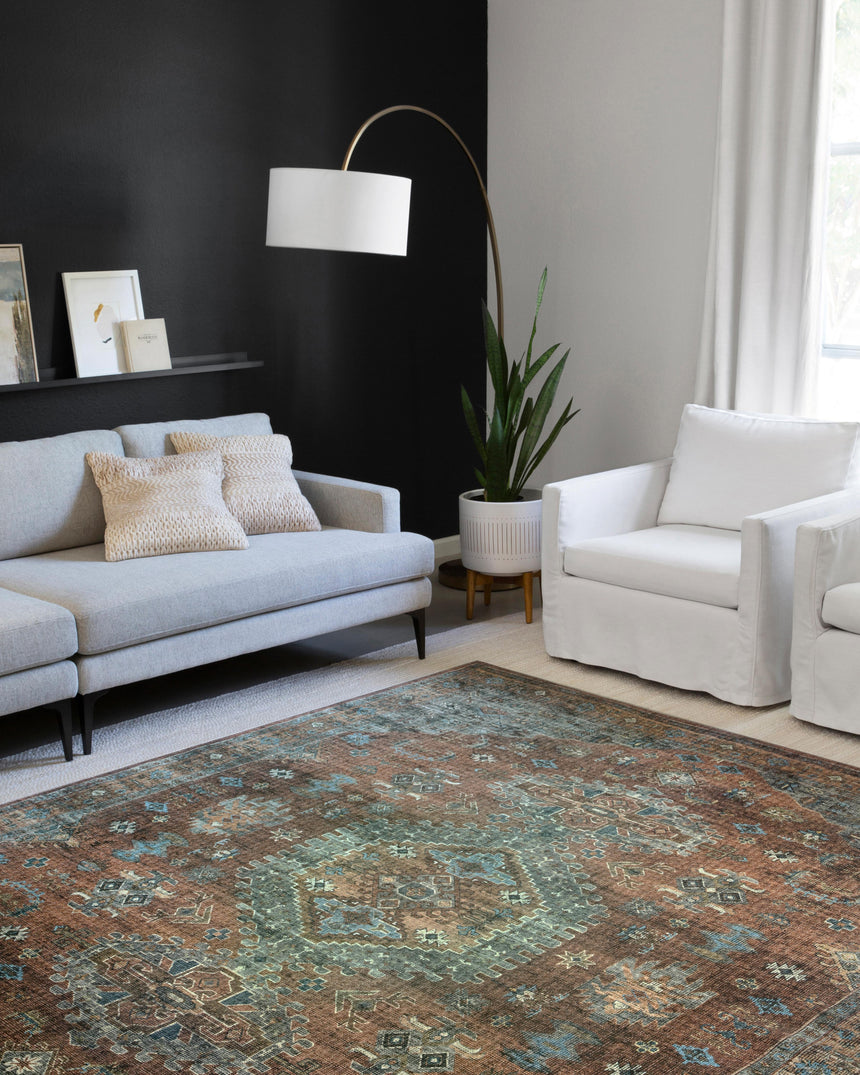 Skye Rug 07 | Terracotta / Sky
