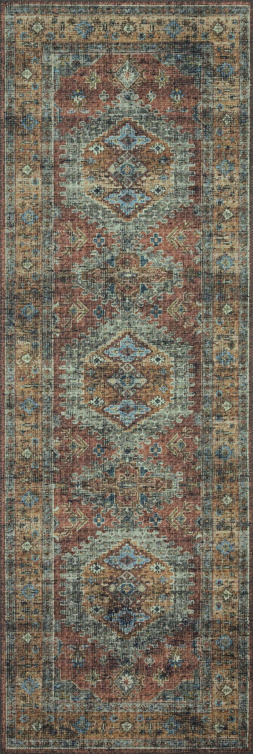 Skye Rug 07 | Terracotta / Sky