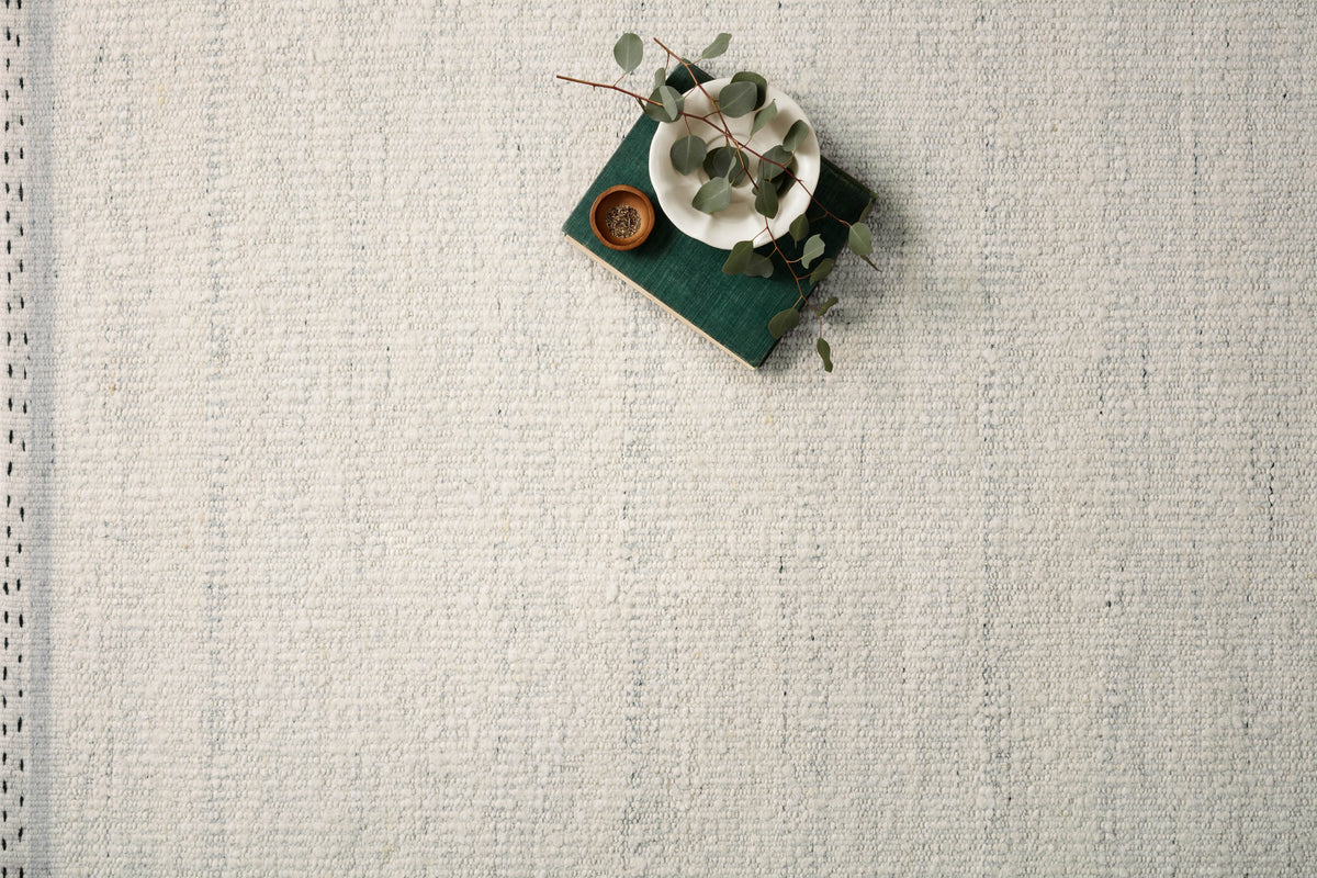 Loloi Sloane Rug 01 in Smoke, from above, styled