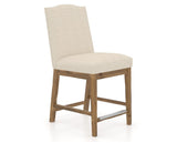Canadel Champlain Upholstered Counter Stool 310A in 6K Sunbrella® and 03 Oak Washed, three-quarter view