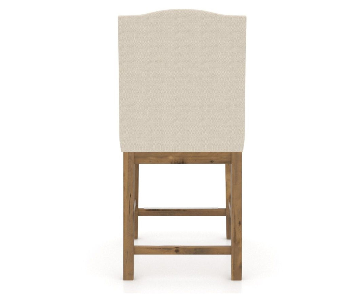 Canadel Champlain Upholstered Counter Stool 310A in 6K Sunbrella® and 03 Oak Washed, back view