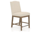 Canadel Champlain Upholstered Counter Stool 310A in 6K Sunbrella® and 25 Pecan Washed, three-quarter view