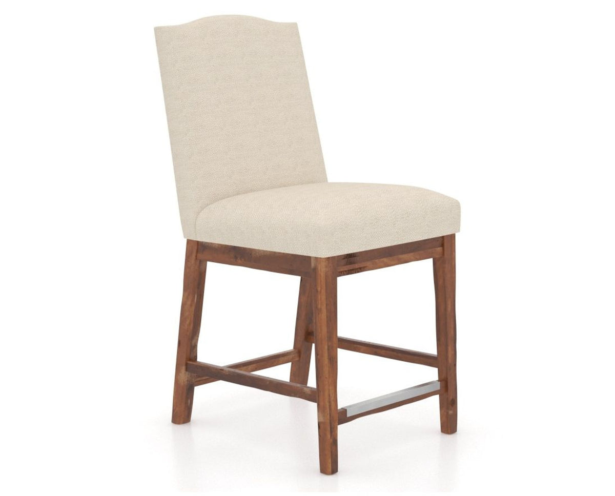 Canadel Champlain Upholstered Counter Stool 310A in 6K Sunbrella® and 33 Spice Washed, three-quarter view