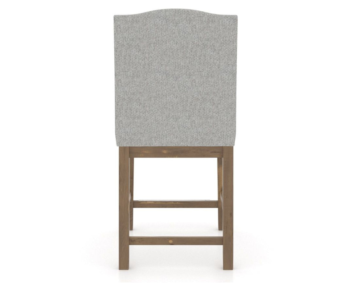 Canadel Champlain Upholstered Counter Stool 310A in 7C Fabric and 25 Pecan Washed, back view