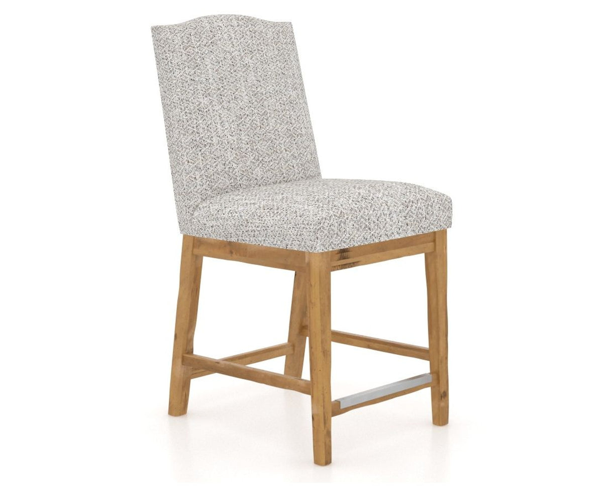 Canadel Champlain Upholstered Counter Stool 310A in FP Crypton® and 01 Honey Washed, three-quarter view