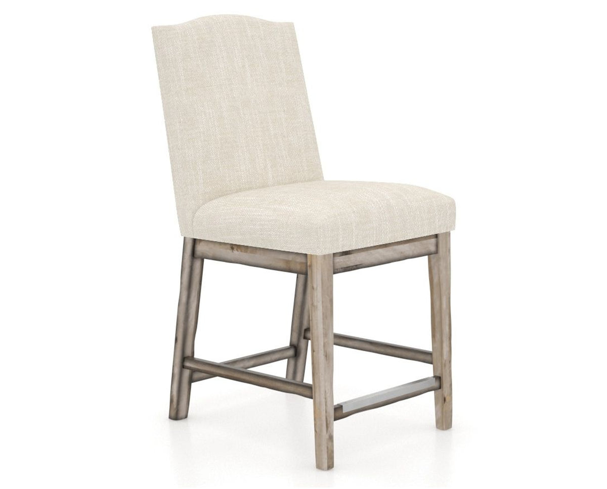 Canadel Champlain Upholstered Counter Stool 310A in FT InsideOut® and 72 Heritage Nature, three-quarter view