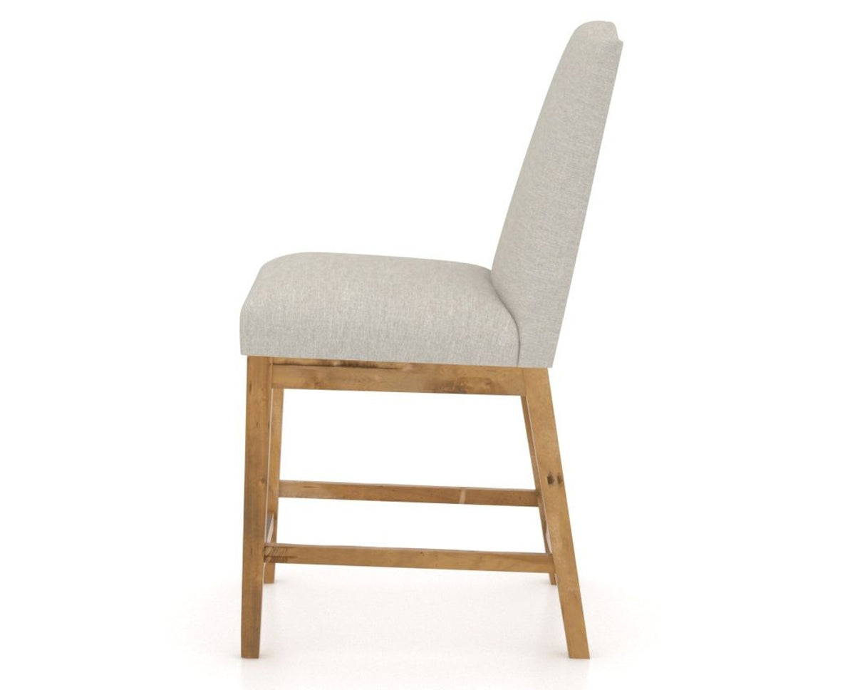 Canadel Champlain Upholstered Counter Stool 310A in TB Fabric and 01 Honey Washed, side view