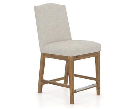 Canadel Champlain Upholstered Counter Stool 310A in TB Fabric and 03 Oak Washed, three-quarter view