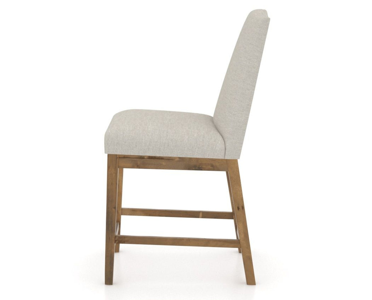 Canadel Champlain Upholstered Counter Stool 310A in TB Fabric and 03 Oak Washed, side view