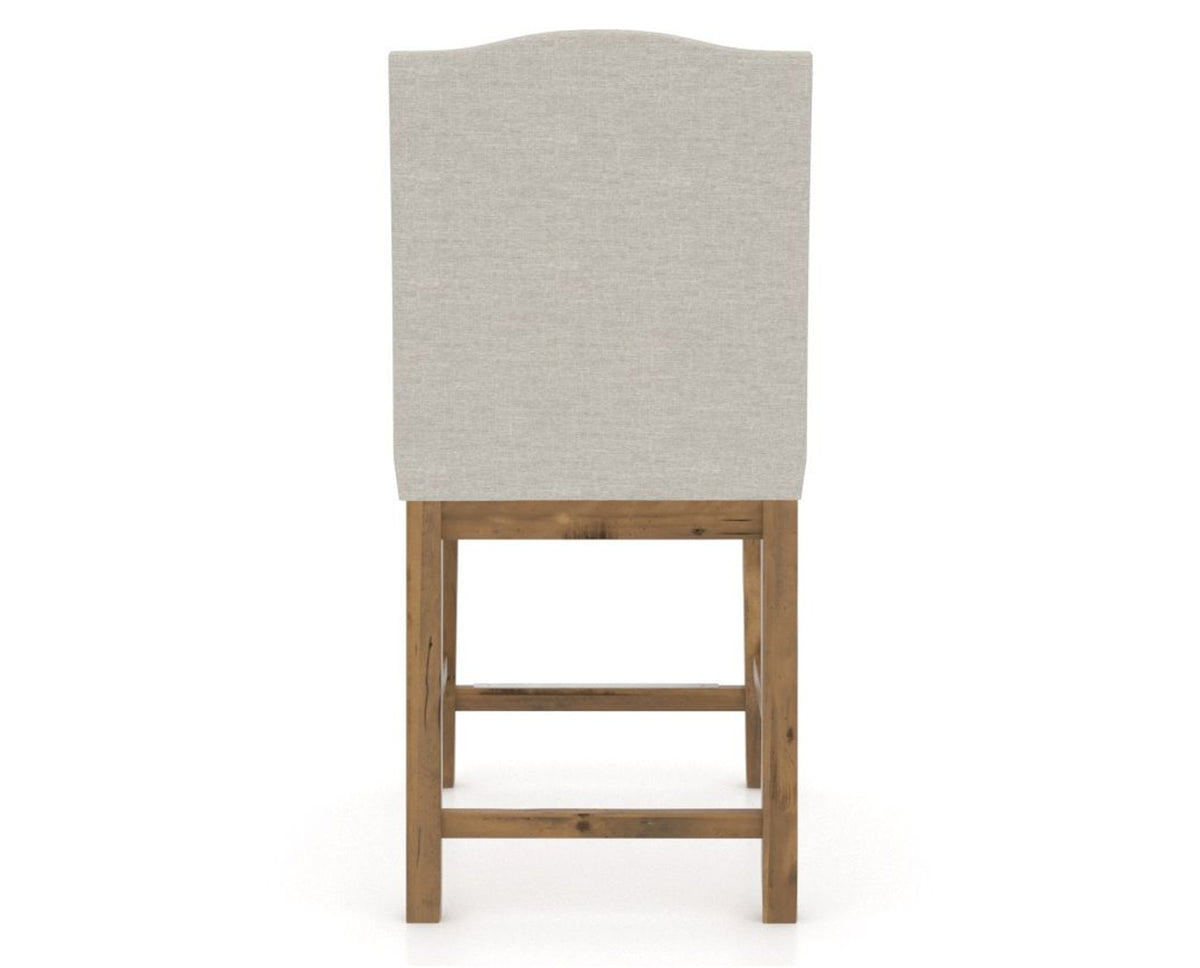 Canadel Champlain Upholstered Counter Stool 310A in TB Fabric and 03 Oak Washed, back view
