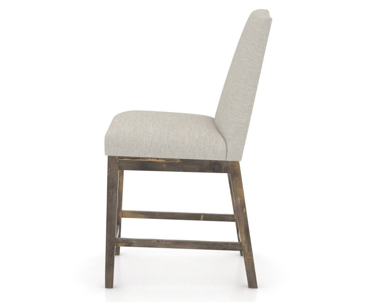 Canadel Champlain Upholstered Counter Stool 310A in TB Fabric and 08 Shadow, side view