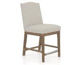 Canadel Champlain Upholstered Counter Stool 310A in TB Fabric and 25 Pecan Washed, three-quarter view