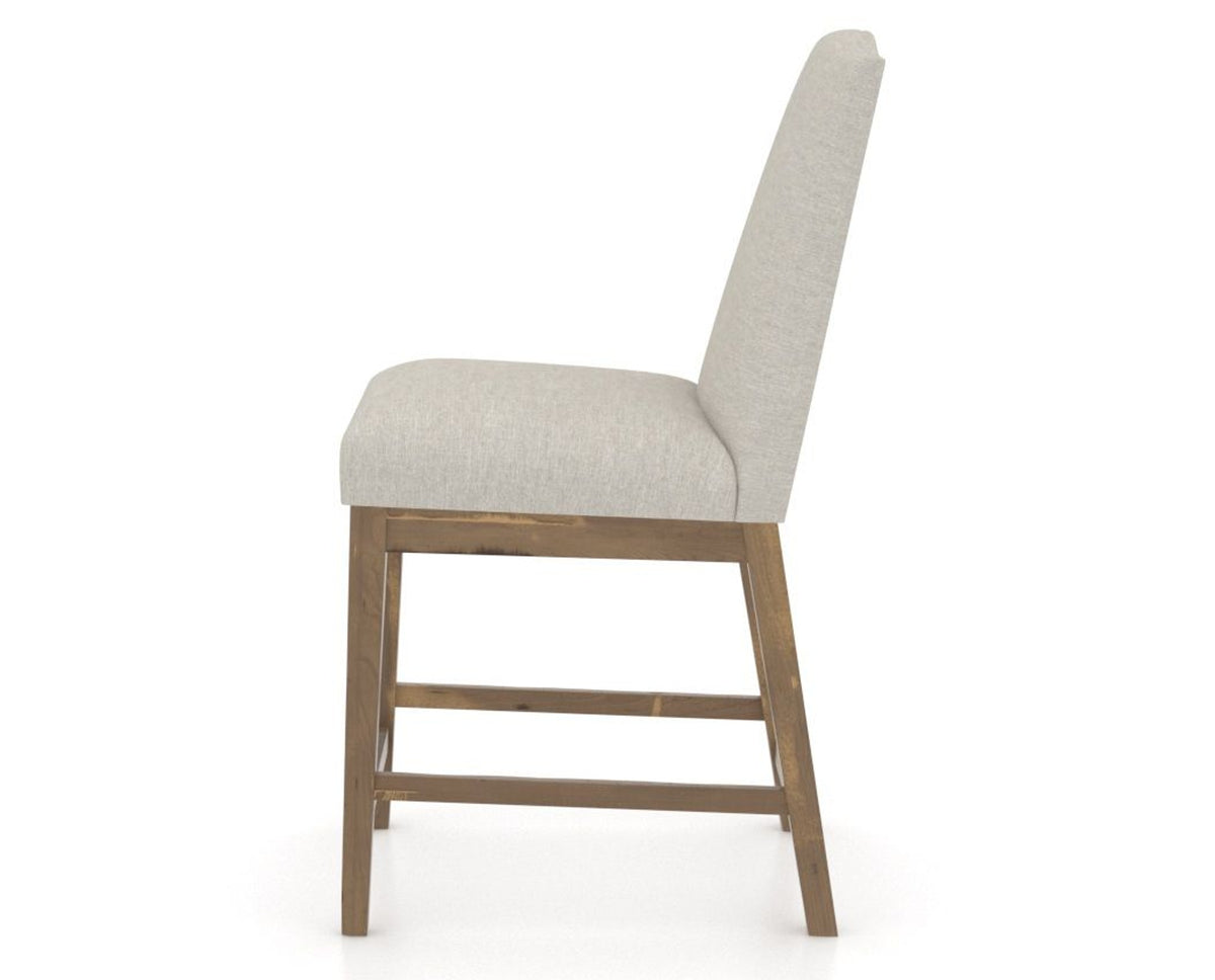 Canadel Champlain Upholstered Counter Stool 310A in TB Fabric and 25 Pecan Washed, side view