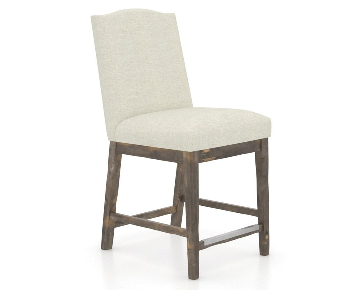 Canadel Champlain Upholstered Counter Stool 310A in TW Fabric and 08 Shadow, three-quarter view