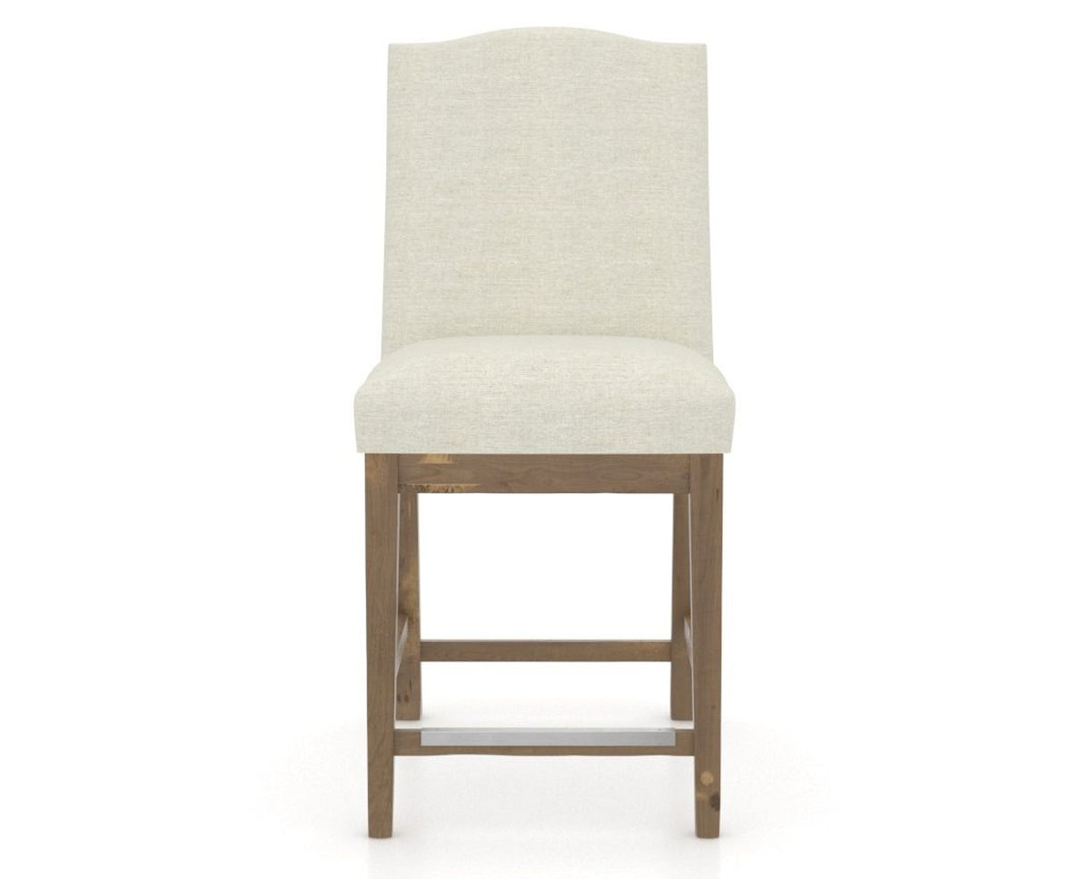 Canadel Champlain Upholstered Counter Stool 310A in TW Fabric and 25 Pecan Washed, front view