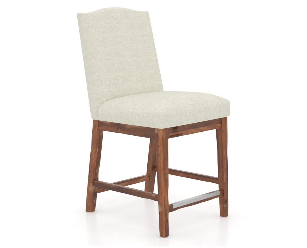 Canadel Champlain Upholstered Counter Stool 310A in TW Fabric and 33 Spice Washed, three-quarter view