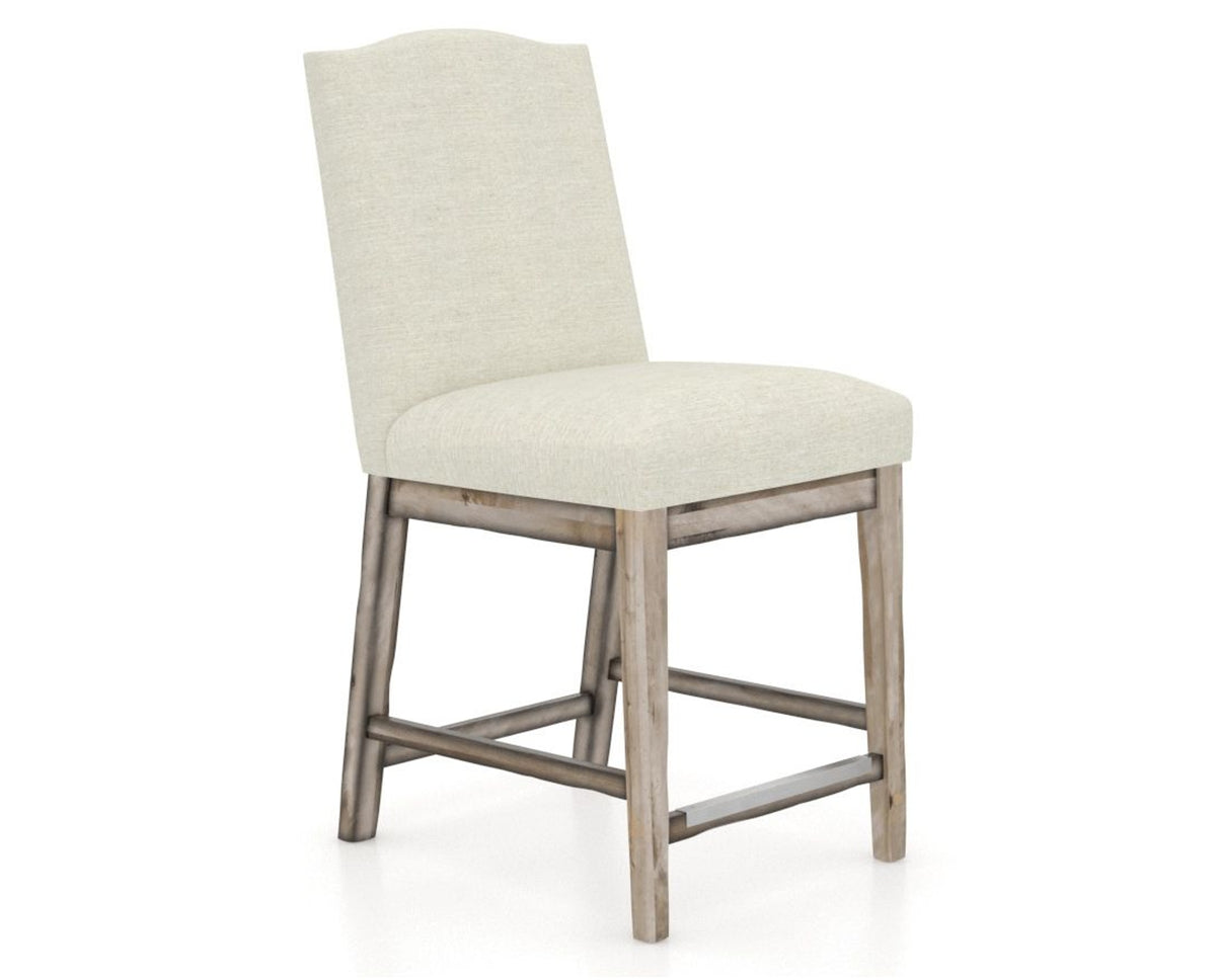 Canadel Champlain Upholstered Counter Stool 310A in TW Fabric and 72 Heritage Nature, three-quarter view