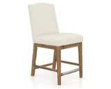 Canadel Champlain Upholstered Counter Stool 310A in YJ Faux Leather and 03 Oak Washed, three-quarter view