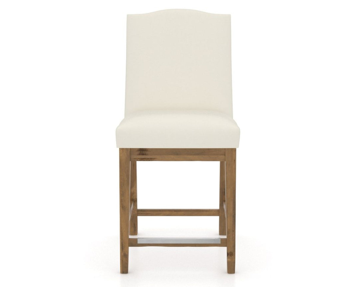 Canadel Champlain Upholstered Counter Stool 310A in YJ Faux Leather and 03 Oak Washed, front view