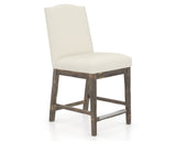 Canadel Champlain Upholstered Counter Stool 310A in YJ Faux Leather and 08 Shadow, three-quarter view