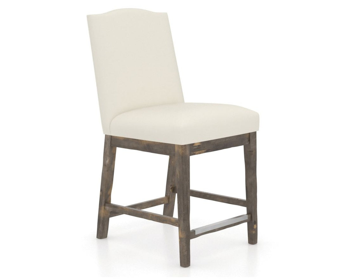 Canadel Champlain Upholstered Counter Stool 310A in YJ Faux Leather and 08 Shadow, three-quarter view