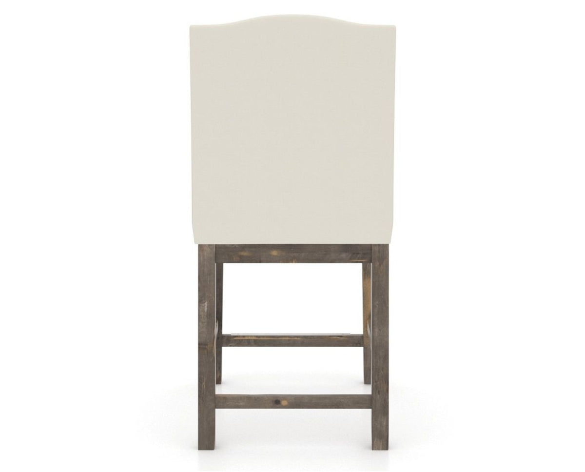 Canadel Champlain Upholstered Counter Stool 310A in YJ Faux Leather and 08 Shadow, back view