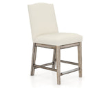Canadel Champlain Upholstered Counter Stool 310A in YJ Faux Leather and 72 Heritage Nature, three-quarter view