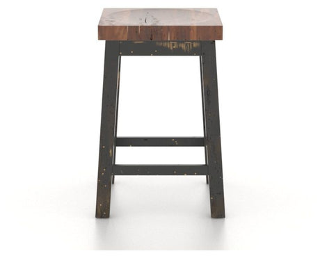 Canadel Champlain Block Stool in Black and Spice Washed, front view