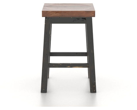 Canadel Champlain Block Stool in Black and Spice Washed, side view