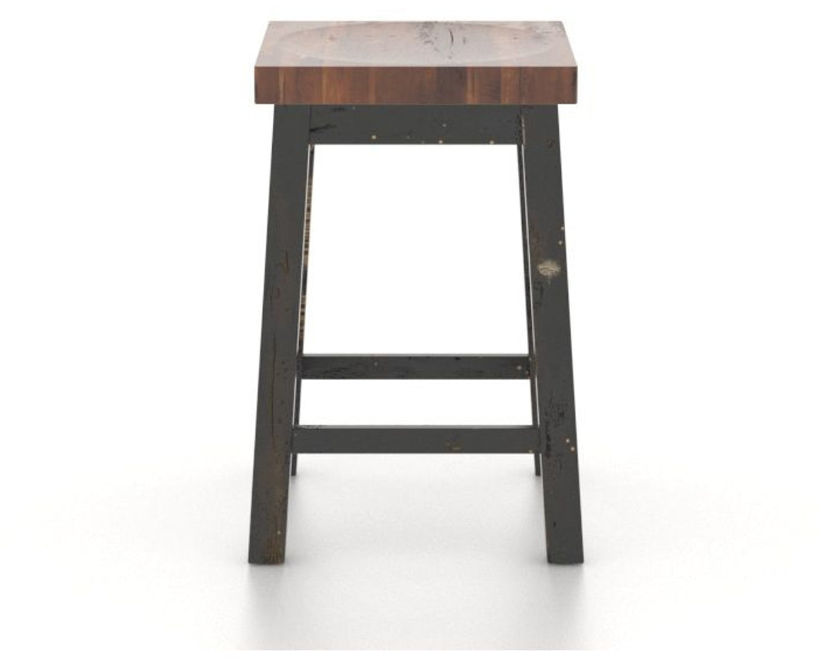 Canadel Champlain Block Stool in Black and Spice Washed, back view