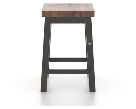 Canadel Champlain Block Stool in Black and Spice Washed, back view