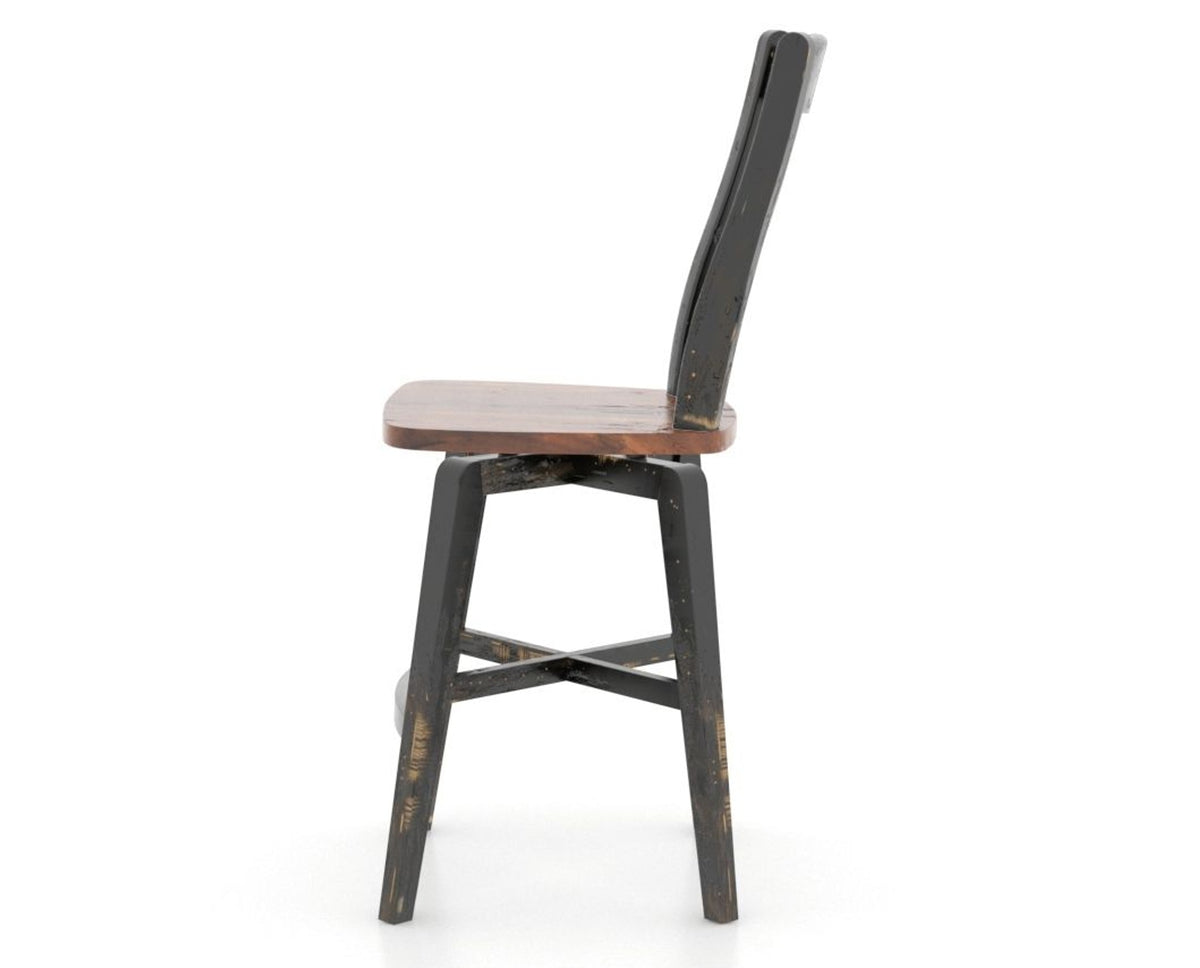 Canadel Champlain Counter Stool in Black and Spice Washed, side view