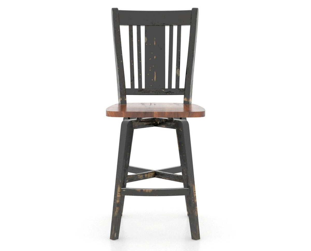 Canadel Champlain Lloyd Counter Stool in Black and Spice Washed, front view