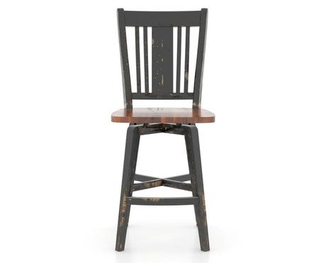 Canadel Champlain Lloyd Counter Stool in Black and Spice Washed, front view