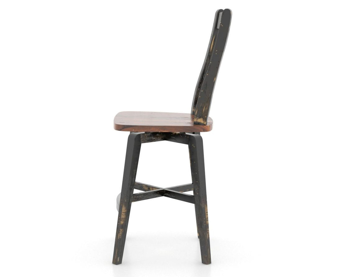 Canadel Champlain Lloyd Counter Stool in Black and Spice Washed, side view