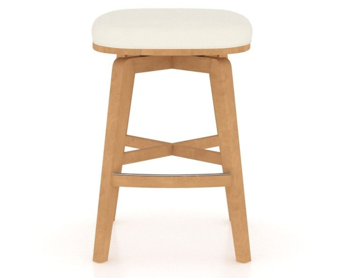 Canadel Stump Counter Stool in Caramel Washed, YJ Faux Leather, front view