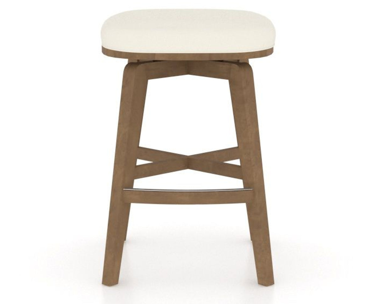 Canadel Stump Counter Stool in Pecan Washed, YJ Faux Leather, front view