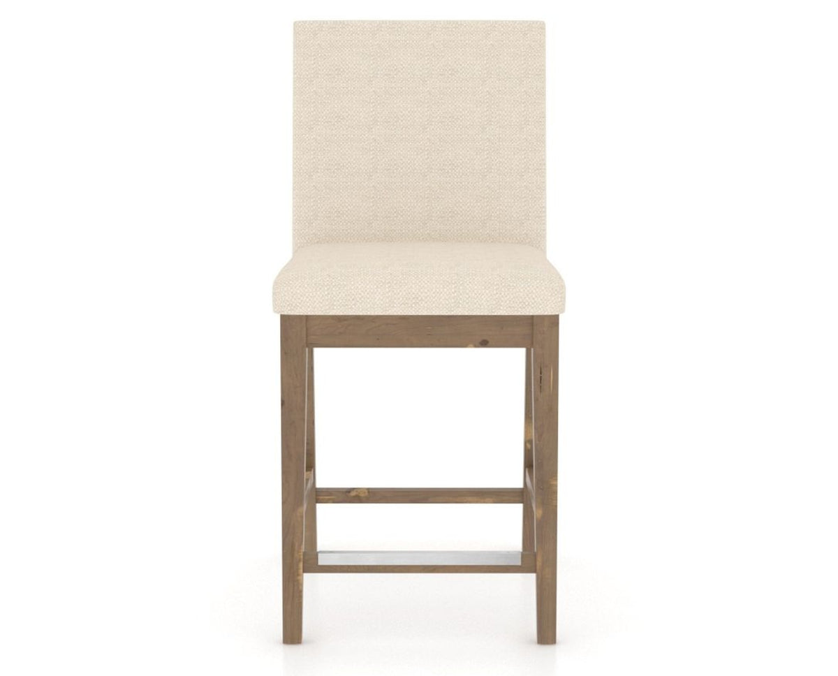 Canadel Champlain Upholstered Counter Stool 8002 in 6K Sunbrella® and 25 Pecan Washed, front view