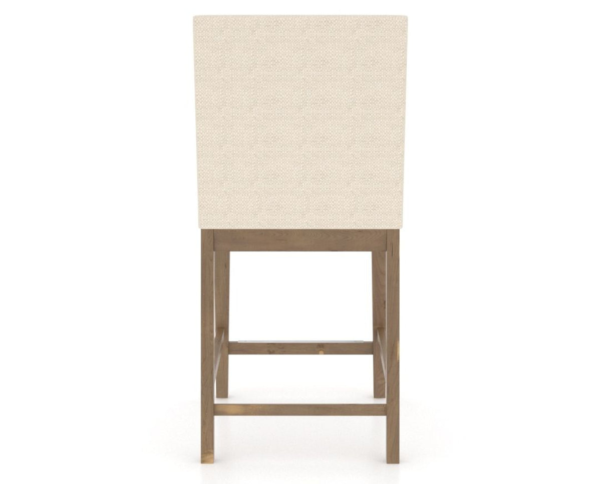 Canadel Champlain Upholstered Counter Stool 8002 in 6K Sunbrella® and 25 Pecan Washed, back view