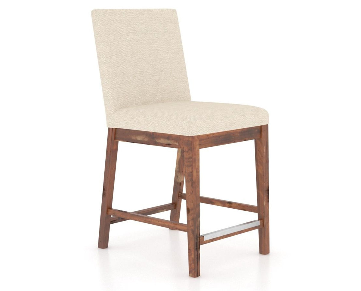 Canadel Champlain Upholstered Counter Stool 8002 in 6K Sunbrella® and 33 Spice Washed, three-quarter view