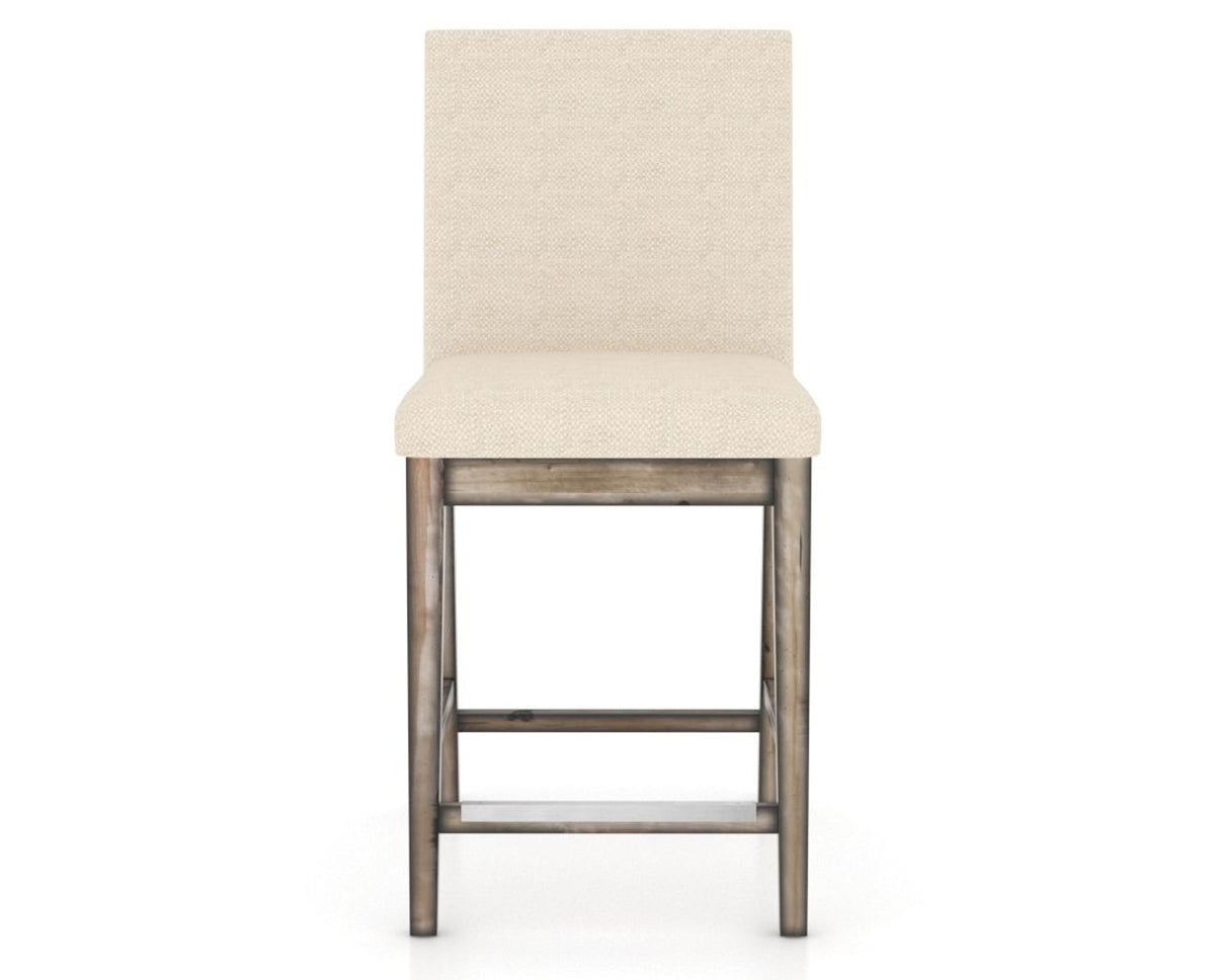 Canadel Champlain Upholstered Counter Stool 8002 in 6K Sunbrella® and 72 Heritage Nature, front view