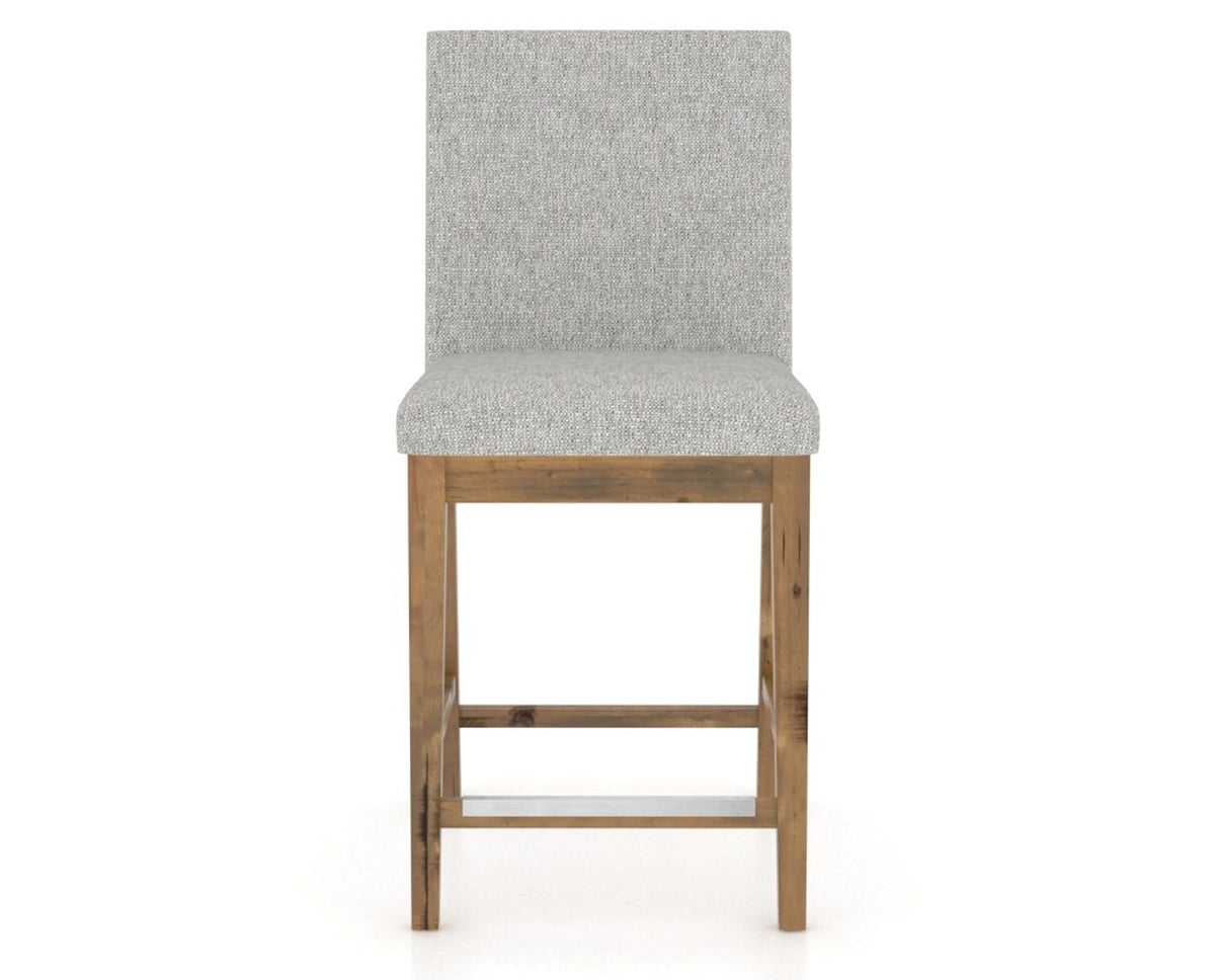 Canadel Champlain Upholstered Counter Stool 8002 in 7C Fabric and 03 Oak Washed, front view
