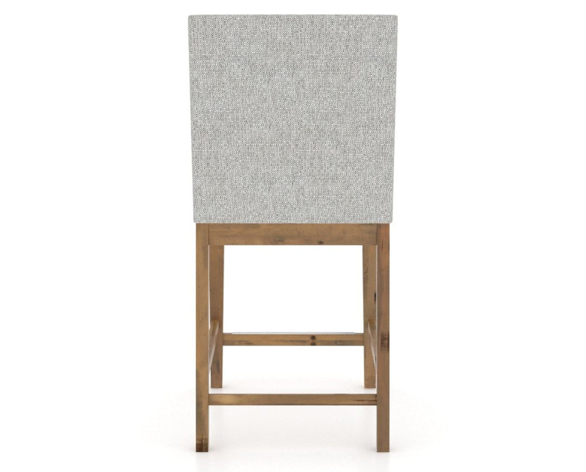 Canadel Champlain Upholstered Counter Stool 8002 in 7C Fabric and 03 Oak Washed, back view