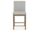 Canadel Champlain Upholstered Counter Stool 8002 in 7C Fabric and 25 Pecan Washed, front view