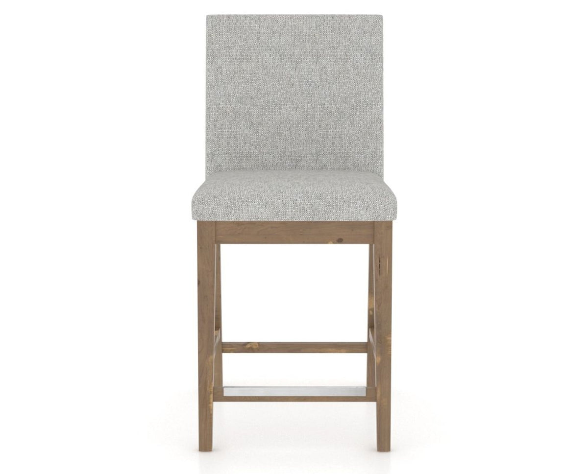 Canadel Champlain Upholstered Counter Stool 8002 in 7C Fabric and 25 Pecan Washed, front view