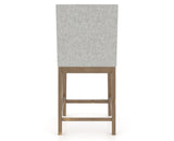 Canadel Champlain Upholstered Counter Stool 8002 in 7C Fabric and 25 Pecan Washed, back view